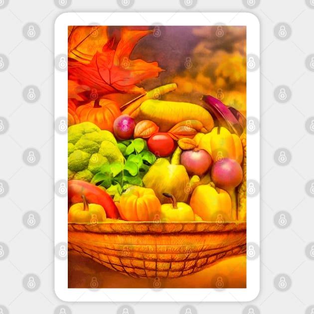 Colorful fruits and vegetables in a basket Sticker by AnnArtshock